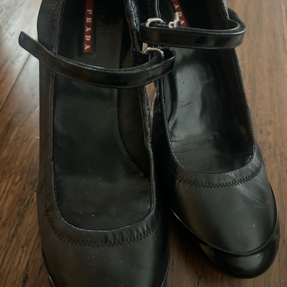 Prada Black Leather Mary Jane Heels - Picture 8 of 14